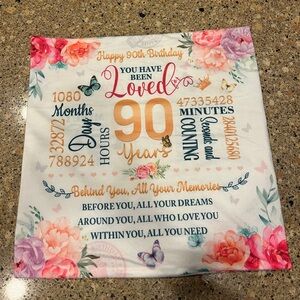 Floral 90th Birthday Blanket
